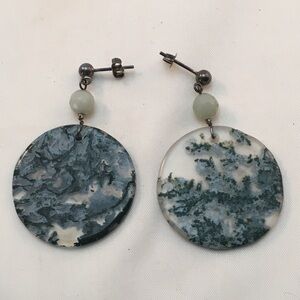 Green and Clear Dangle Earrings